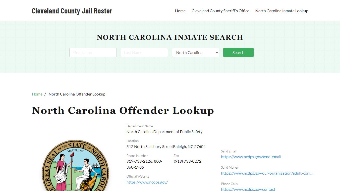 North Carolina Inmate Search, Jail Rosters